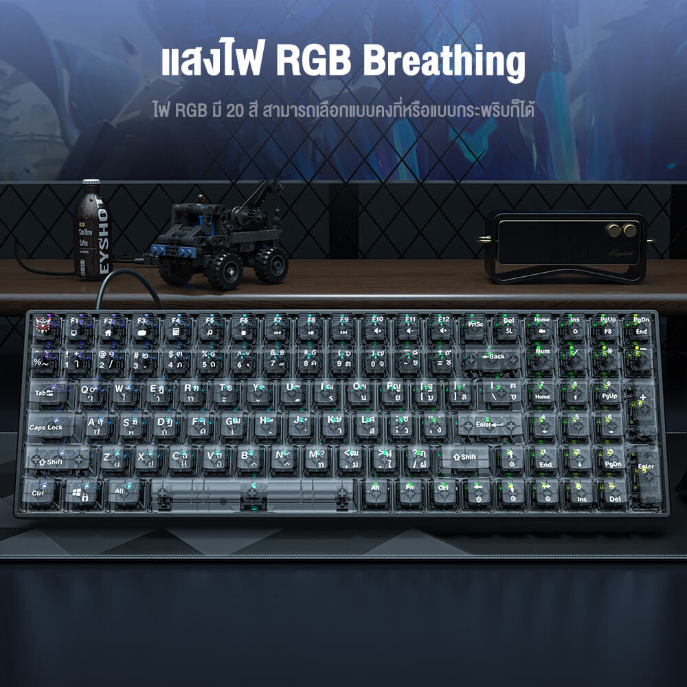 คีย์บอร์ดเกมมิ่ง ONIKUMA HIKARI GAMING KEYBOARD - สีดำ (RED SWITCH) (TH/EN)_3